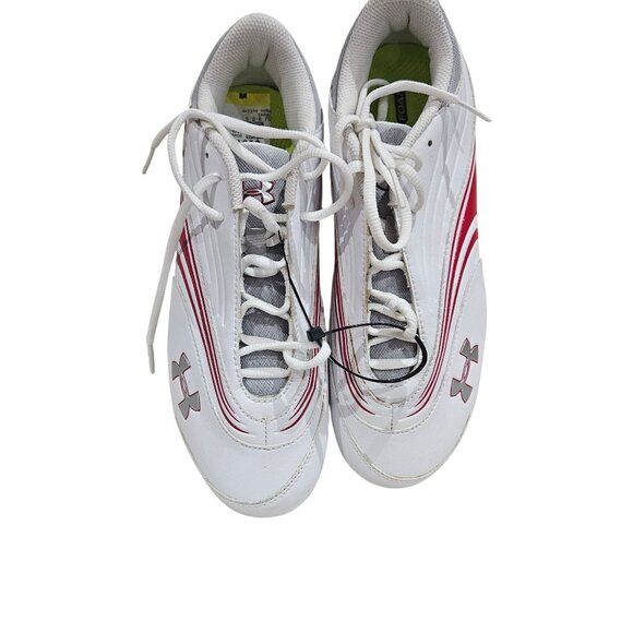 Under Armour White & Red Football Cleats With 4D Foam Cushioning Size 9 - Picture 1 of 7